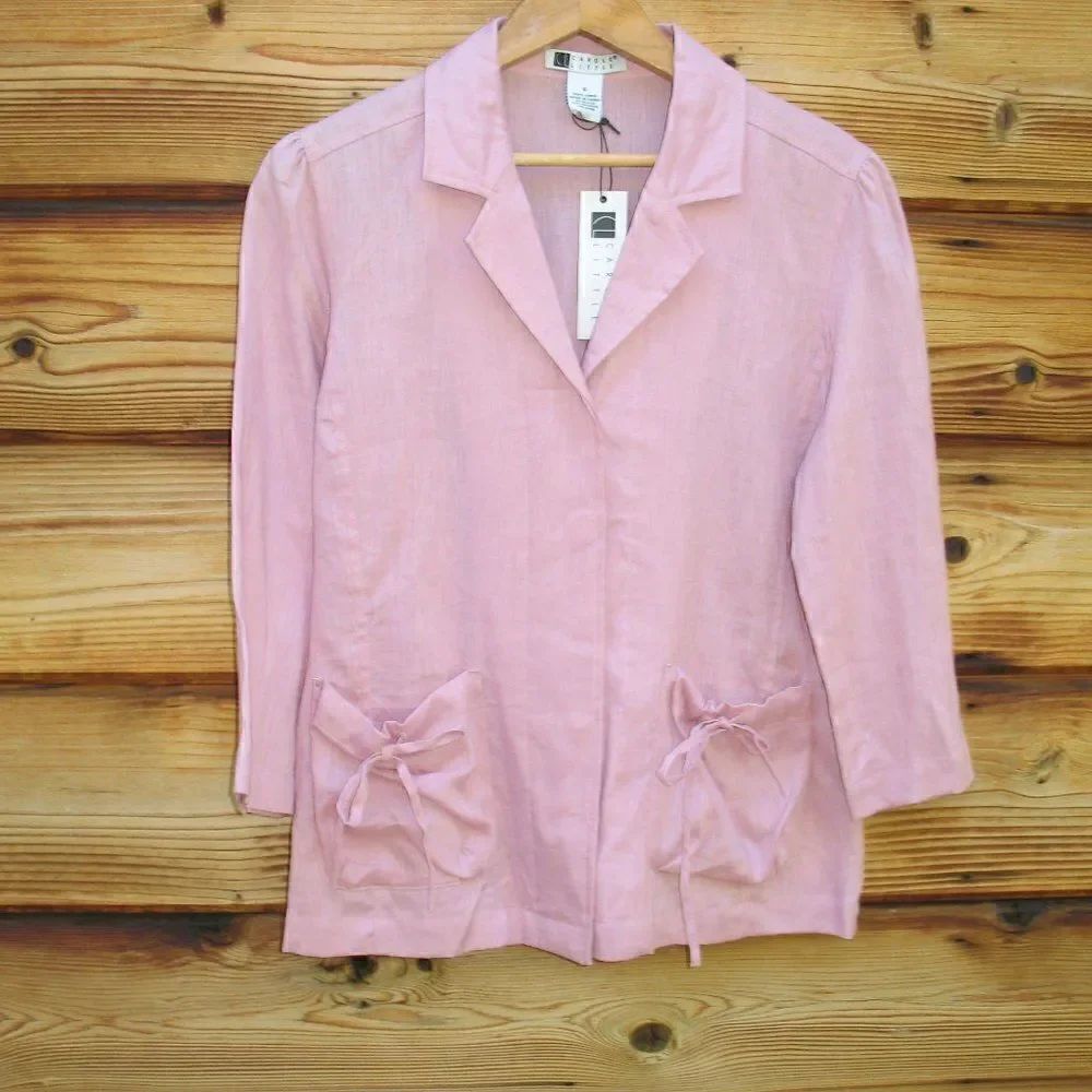 Pink Linen Top Jacket Shacket